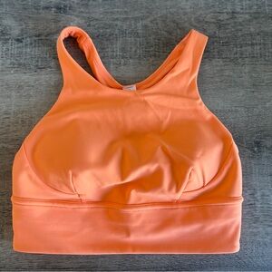 Lululemon Orange Frappe Wunder Train Sports Bra- Longline